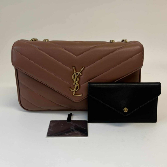 YSL Loulou Medium In Matelasse Lambskin W/bronze-toned Hardware Colour Hortensia - Picture 1 of 10